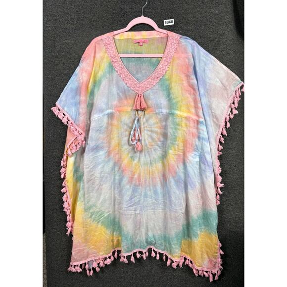Simply Southern Coverup Beaded Tie Dye Swirl Womens Size L-XL Multicolor - Picture 1 of 7